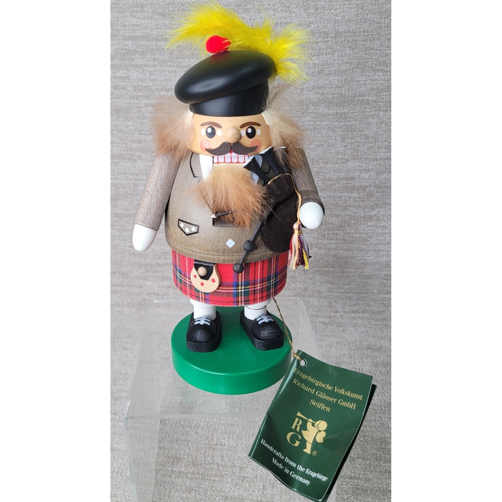 Richard Glasser Seiffen German Nutcracker Scottish Bagpiper Kilt Erzgebirge NWT